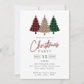Waterverf Kerst Plaid Trees Vakantie Party Kaart (Voorkant)