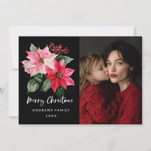 Waterverf Kerst Poinsettia Ontwerp Aankondiging