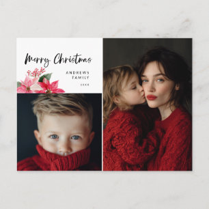 Waterverf Kerst Poinsettia Ontwerp Feestdagenkaart