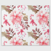 Waterverf Kerst Pointsettia Bloemen Bloemen Bloeme Cadeaupapier (Vlak)