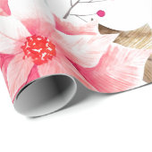 Waterverf Kerst Pointsettia Bloemen Bloemen Bloeme Cadeaupapier (Rol Hoek)