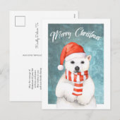Waterverf Kerst Polar Beer Briefkaart (Voorkant / Achterkant)