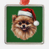 Waterverf Kerst Pommeren Ornament (Voorkant)