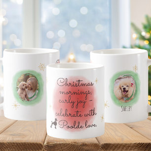Waterverf Kerst Poodle – Persoonlijke Vakantie Koffiemok