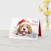 Waterverf kerst puppy met Pet Kaart (Gele Bloem)