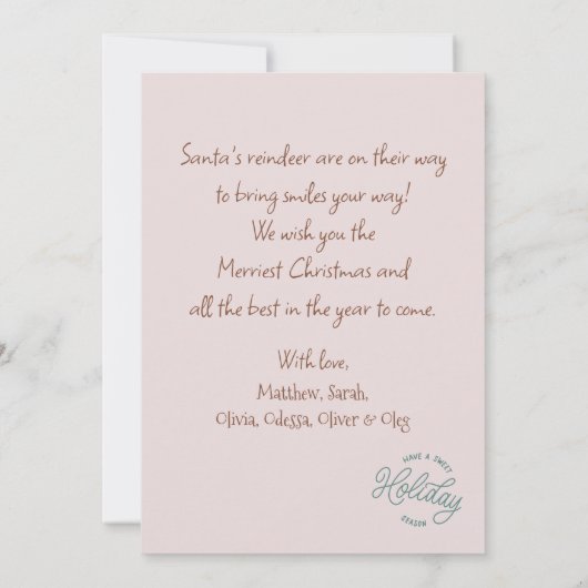 Waterverf Kerst Rendier Roze Vakantie Kaart (Achterkant)
