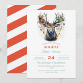 Waterverf kerst rendieren kaart (Voorkant / Achterkant)