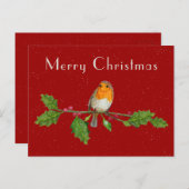 Waterverf Kerst Robin Wenskaart Briefkaart (Voorkant / Achterkant)