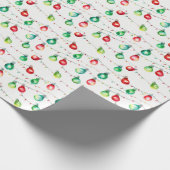 Waterverf Kerst Rode & Groene String Lights Cadeaupapier (Hoek)