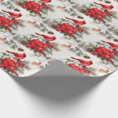 Waterverf Kerst Rode Kardinaal, Poinsettia Cadeaupapier (Hoek)