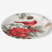 Waterverf Kerst Rode Kardinaal, Poinsettia Papieren Bordje (Gekanteld)