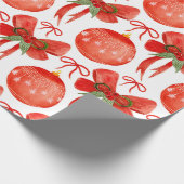 Waterverf Kerst Rode Ornamenten en Decoraties Cadeaupapier (Hoek)