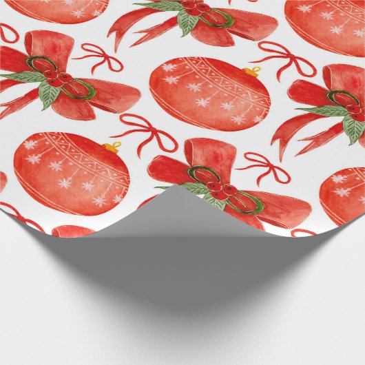 Waterverf Kerst Rode Ornamenten en Decoraties Cadeaupapier (Hoek)