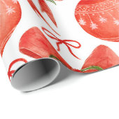 Waterverf Kerst Rode Ornamenten en Decoraties Cadeaupapier (Rol Hoek)