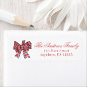 Waterverf Kerst Rode Tartan Plaid Bow Etiket (Insitu)