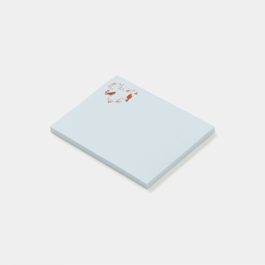 Waterverf Kerst Rode Vogel Kardinaal Holly Post-it® Notes (Schuin)