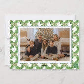 Waterverf Kerst Rood Gestreepte Boog Krans Foto Feestdagenkaart (Achterkant)