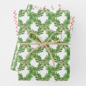 Waterverf Kerst Rood Gestreepte Bow Garland Inpakpapier Vel (In situ)