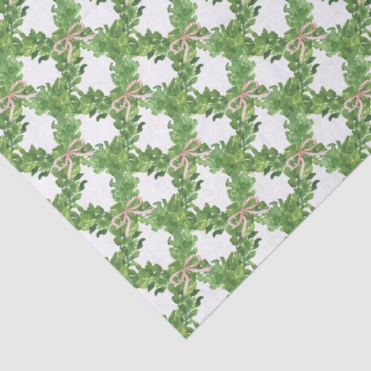 Waterverf Kerst Rood Gestreepte Bow Garland Tissuepapier (Detail)