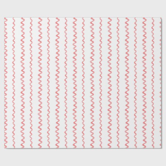 Waterverf Kerst Rood Gestreepte Squiggles Cadeaupapier (Vlak)