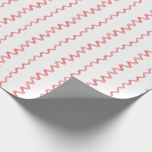 Waterverf Kerst Rood Gestreepte Squiggles Cadeaupapier (Hoek)