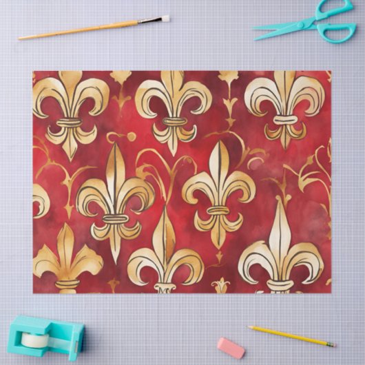 Waterverf Kerst Rood Goud Bloem Tissuepapier (Craft)