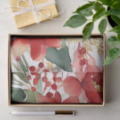 Waterverf Kerst Rood Goud Bloem Tissuepapier (Geschenk)