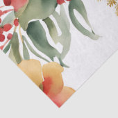 Waterverf Kerst Rood Goud Bloem Tissuepapier (Detail)