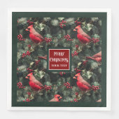 Waterverf Kerst rood kardinaal diep groen Servet (Voorkant)