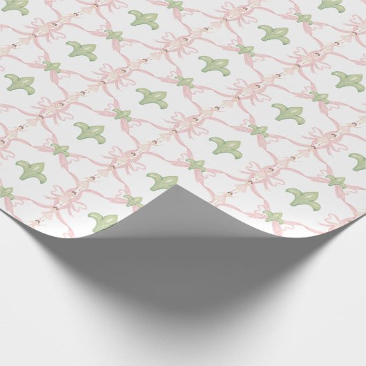 Waterverf Kerst Roze & Groene Ballerina Cadeaupapier (Hoek)