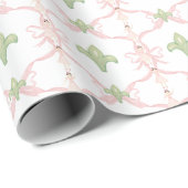 Waterverf Kerst Roze & Groene Ballerina Cadeaupapier (Rol Hoek)