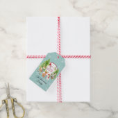 Waterverf Kerst Schattigee bosdieren Cadeaulabel (Met Touw)