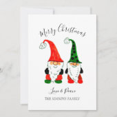 Waterverf Kerst Schattigee Gnomes Vrolijk en helde Feestdagenkaart (Voorkant)