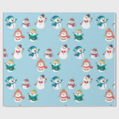 Waterverf Kerst Schattigee Sneeuwman Party Cadeaupapier (Vlak)