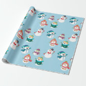 Waterverf Kerst Schattigee Sneeuwman Party Cadeaupapier (Uitgerold)