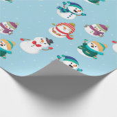 Waterverf Kerst Schattigee Sneeuwman Party Cadeaupapier (Hoek)