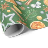 Waterverf Kerst Sinaasappel Spice, Cookie Cutter Cadeaupapier (Rol Hoek)