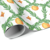 Waterverf Kerst Sinaasappels Garland Cadeaupapier (Rol Hoek)