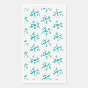 Waterverf Kerst Sneeuwvlokken Geschilderd Patroon Servet
