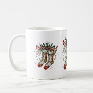 Waterverf Kerst Sokken en Holly Berry Koffiemok
