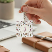 Waterverf Kerst Speelgoed Monogram initiaal Sleutelhanger