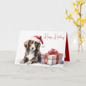 Waterverf kerst springer spaniel hond kaart (Gele Bloem)