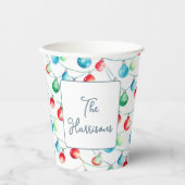 Waterverf Kerst String Lights gepersonaliseerd Papieren Bekers (Voorkant)