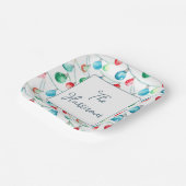 Waterverf Kerst String Lights gepersonaliseerd Papieren Bordje (Gebogen)