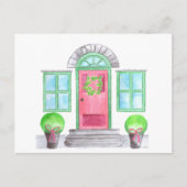 Waterverf kerst thuis briefkaart (Voorkant)