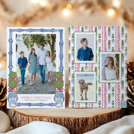 Waterverf Kerst Topiary Bamboe Foto Feestdagenkaart