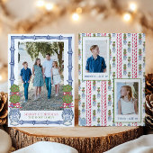 Waterverf Kerst Topiary Bamboe Foto Feestdagenkaart