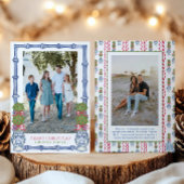 Waterverf Kerst Topiary Bamboe Foto Feestdagenkaart