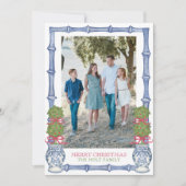 Waterverf Kerst Topiary Bamboe Foto Feestdagenkaart (Voorkant)