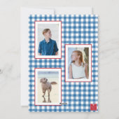 Waterverf Kerst Topiary Gingham Foto Feestdagenkaart (Achterkant)